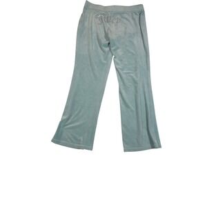 Juicy Couture Velour Track Pants Baby Blue Rhinestone Logo Women's Large